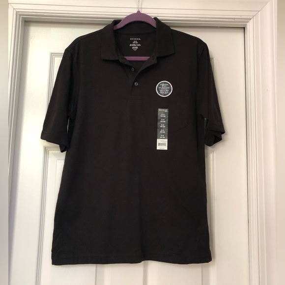 NWT Men's Essential Solid Black Casual Golf Pocket Polo Shirt - Picture 1 of 16